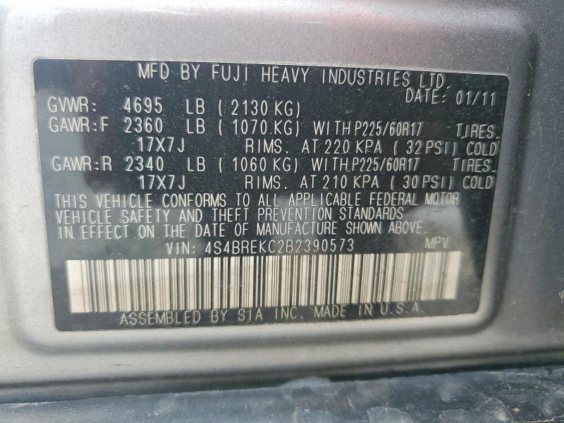 Aukcja sprzedaży 2011 Subaru Outback, vin: 4S4BREKC2B2390573, numer aukcji: 55280936