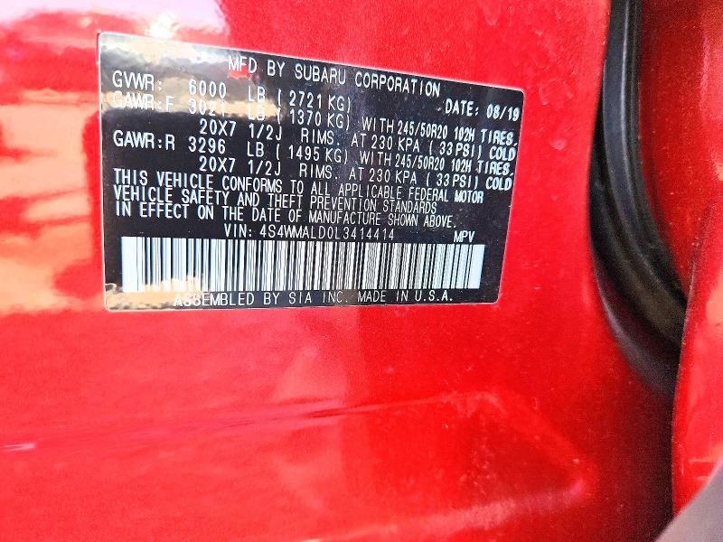 Aukcja sprzedaży 2020 Subaru Ascent, vin: 4S4WMALD0L3414414, numer aukcji: 56737926