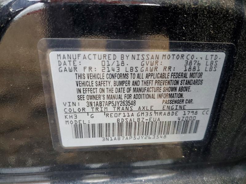 Aukcja sprzedaży 2018 Nissan Sentra, vin: 3N1AB7AP5JY263548, numer aukcji: 58441736
