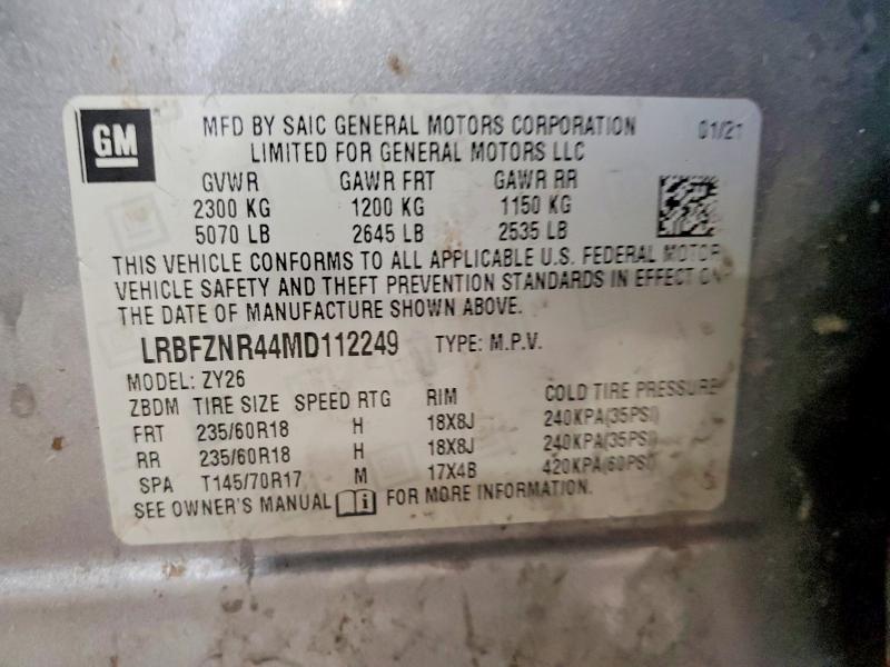 Aukcja sprzedaży 2021 Buick Envision, vin: LRBFZNR44MD112249, numer aukcji: 57442096