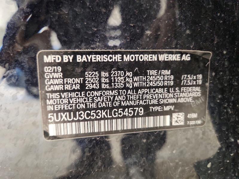 58962526 :رقم المزاد ، 5UXUJ3C53KLG54579 vin ، 2019 Bmw X4 مزاد بيع