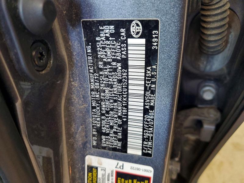 Продажа на аукционе авто 2012 Toyota Camry, vin: 4T1BF1FK4CU152362, номер лота: 58075796