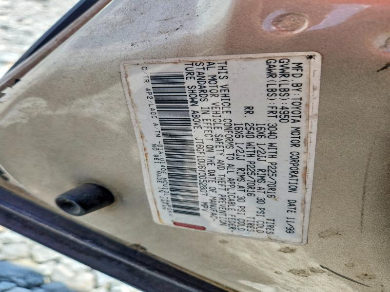 57172626 :رقم المزاد ، JT6GF10U6Y0052807 vin ، 2000 Lexus Rx مزاد بيع