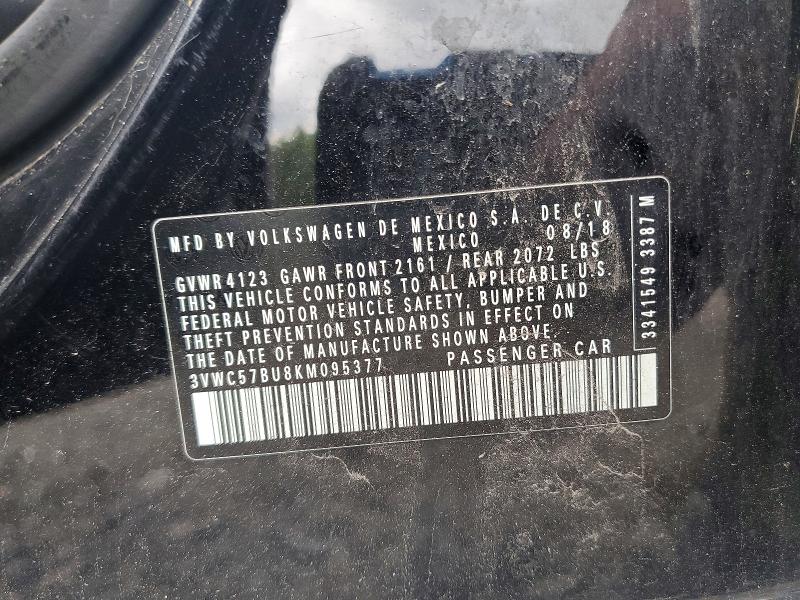 57050406 :رقم المزاد ، 3VWC57BU8KM095377 vin ، 2019 Volkswagen Jetta مزاد بيع
