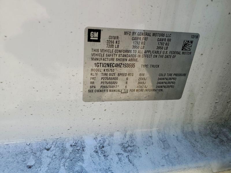56186996 :رقم المزاد ، 1GTV2NEC4HZ193695 vin ، 2017 Gmc Sierra مزاد بيع