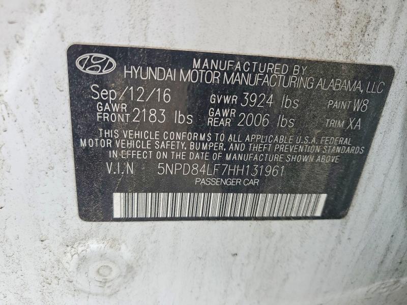 Aukcja sprzedaży 2017 Hyundai Elantra, vin: 5NPD84LF7HH131961, numer aukcji: 58598246