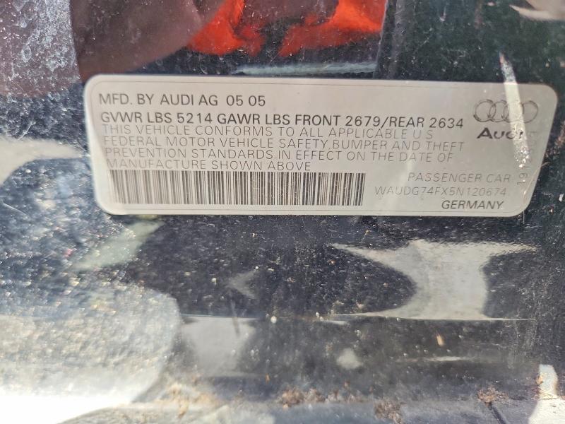 Продаж на аукціоні авто 2005 Audi A6, vin: WAUDG74FX5N120674, номер лоту: 58317386