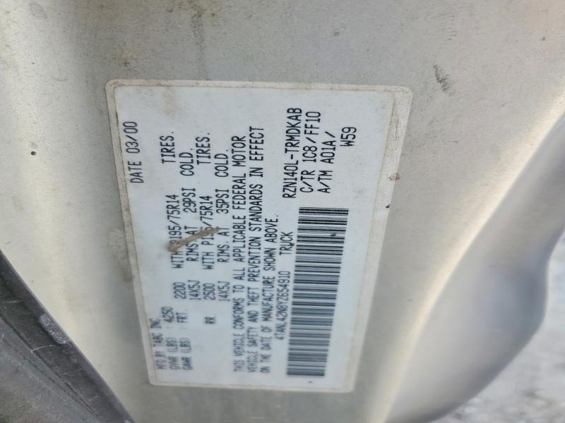55804066 :رقم المزاد ، 4TANL42N8YZ654910 vin ، 2000 Toyota Tacoma مزاد بيع
