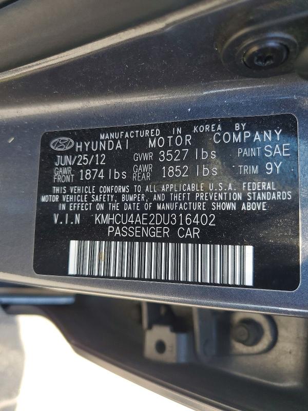 2013 Hyundai Accent მანქანა იყიდება აუქციონზე, vin: KMHCU4AE2DU316402, აუქციონის ნომერი: 58769006