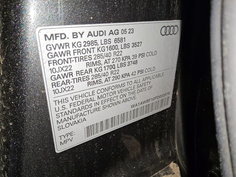Продажа на аукционе авто 2023 Audi Sq8, vin: WA1AWBF10PD033978, номер лота: 54880116