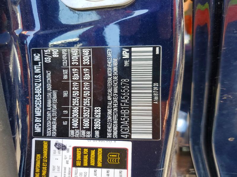 Aukcja sprzedaży 2015 Mercedes-benz Ml, vin: 4JGDA5HB1FA565678, numer aukcji: 57122456