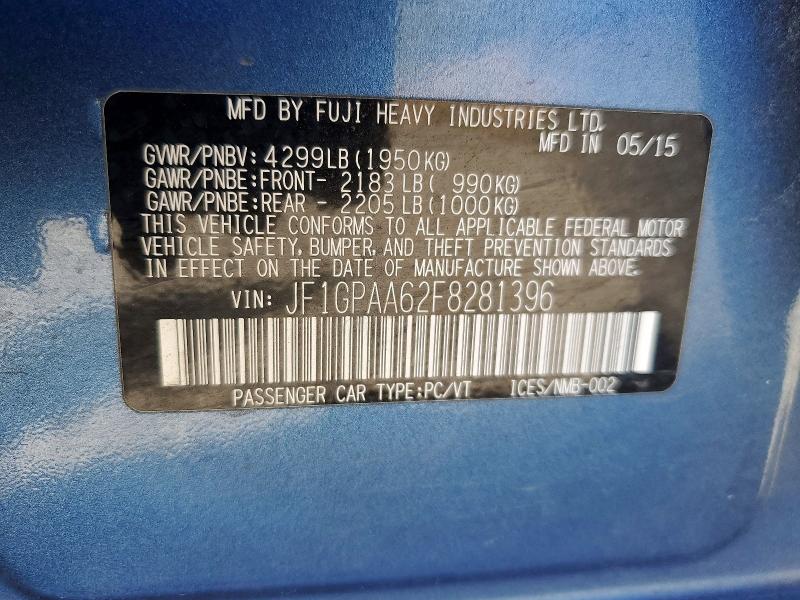 Aukcja sprzedaży 2015 Subaru Impreza, vin: JF1GPAA62F8281396, numer aukcji: 54555556