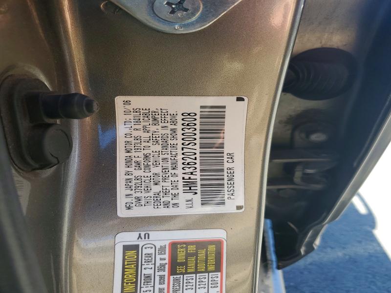 58715756 :رقم المزاد ، JHMFA36207S003608 vin ، 2007 Honda Civic مزاد بيع