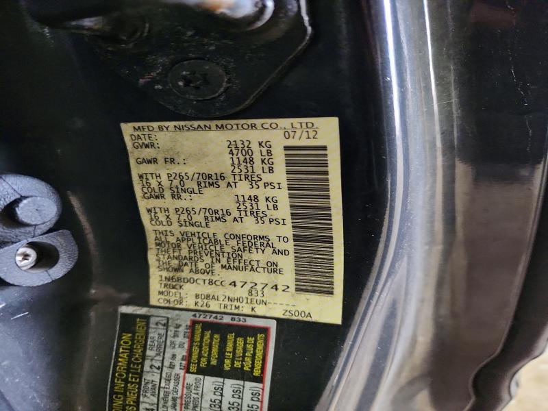 56345316 :رقم المزاد ، 1N6BD0CT8CC472742 vin ، 2012 Nissan Frontier مزاد بيع