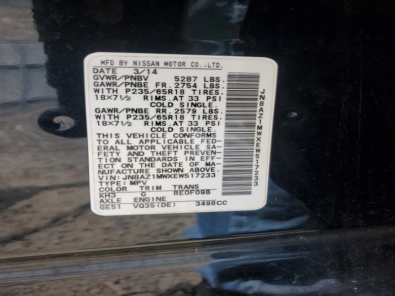 Продажа на аукционе авто 2014 Nissan Murano, vin: JN8AZ1MWXEW517233, номер лота: 56528826