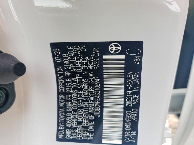 55517596 :رقم المزاد ، JTDBCMFE4S3106947 vin ، 2025 Toyota Corolla Hybrid مزاد بيع
