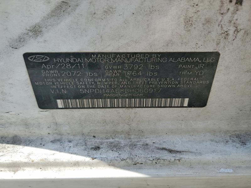 59339756 :رقم المزاد ، 5NPDH4AE8BH060917 vin ، 2011 Hyundai Elantra مزاد بيع