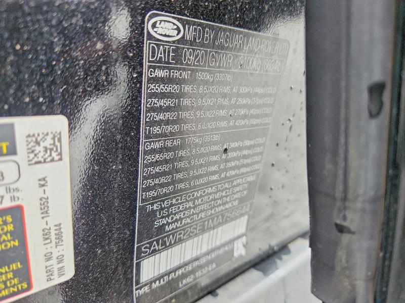 Продаж на аукціоні авто 2021 Land Rover Range Rover Sport, vin: SALWR2SE1MA756644, номер лоту: 59155786