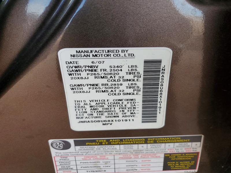 Продажа на аукционе авто 2008 Infiniti Fx35, vin: JNRAS08U68X101911, номер лота: 58928836