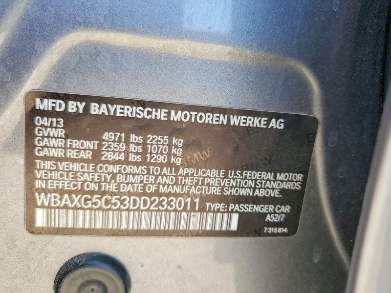 Продажа на аукционе авто 2013 Bmw 528, vin: WBAXG5C53DD233011, номер лота: 57628256