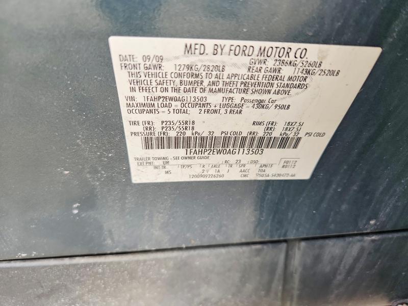 Продаж на аукціоні авто 2010 Ford Taurus, vin: 1FAHP2EW0AG113503, номер лоту: 57489146