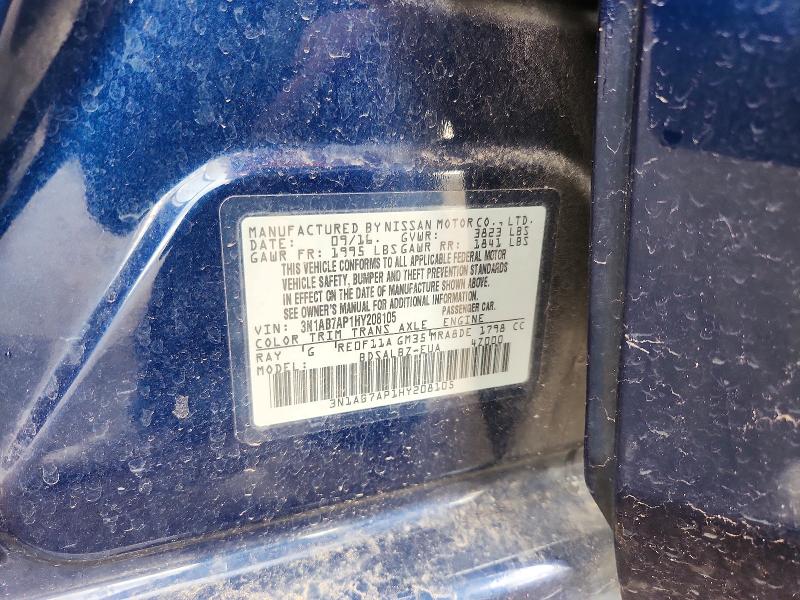 Aukcja sprzedaży 2017 Nissan Sentra, vin: 3N1AB7AP1HY208105, numer aukcji: 55657416
