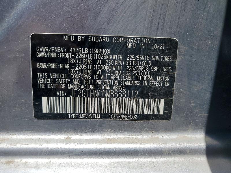 2021 Subaru Crosstrek მანქანა იყიდება აუქციონზე, vin: JF2GTHNC6M8668112, აუქციონის ნომერი: 51225296