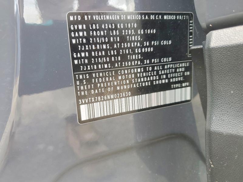 Продаж на аукціоні авто 2022 Volkswagen Taos, vin: 3VVTX7B26NM023630, номер лоту: 55431466