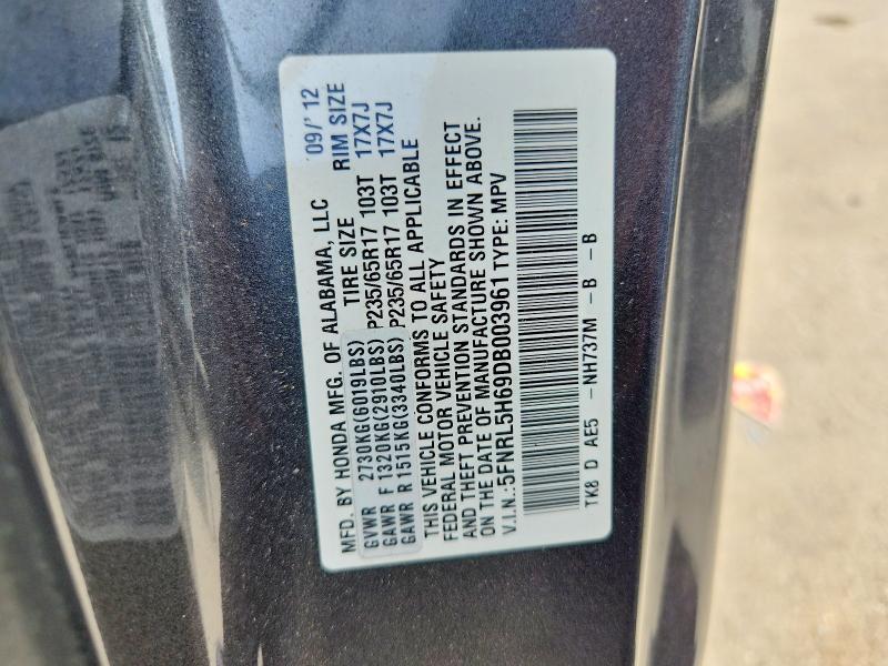 55809596 :رقم المزاد ، 5FNRL5H69DB003961 vin ، 2013 Honda Odyssey مزاد بيع