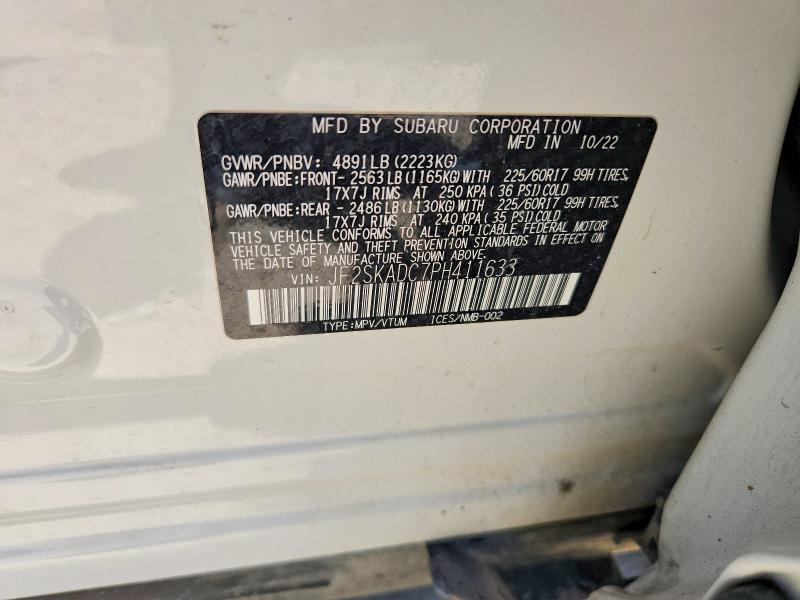 Продаж на аукціоні авто 2023 Subaru Forester, vin: JF2SKADC7PH411633, номер лоту: 57166706