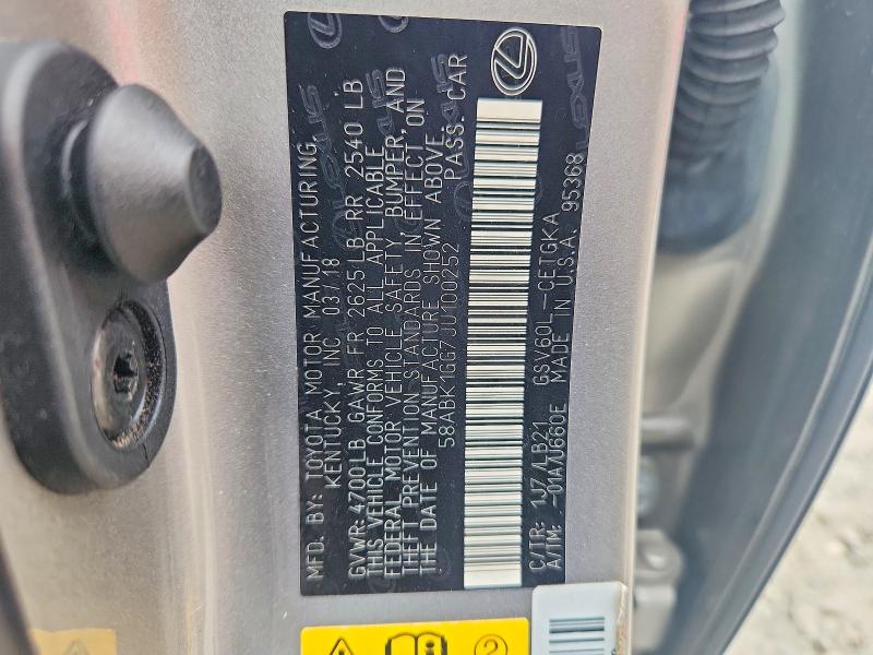 57551876 :رقم المزاد ، 58ABK1GG7JU100252 vin ، 2018 Lexus Es مزاد بيع