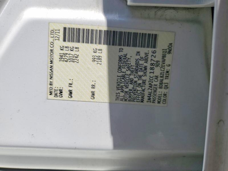 Auction sale of the 2012 Nissan Altima, vin: 1N4AL2AP2CC188726, lot number: 56628226