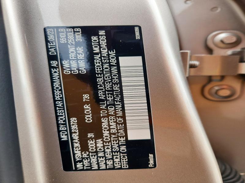 Продаж на аукціоні авто 2024 Polestar 2, vin: YSMFE3KA4RL235729, номер лоту: 55933096