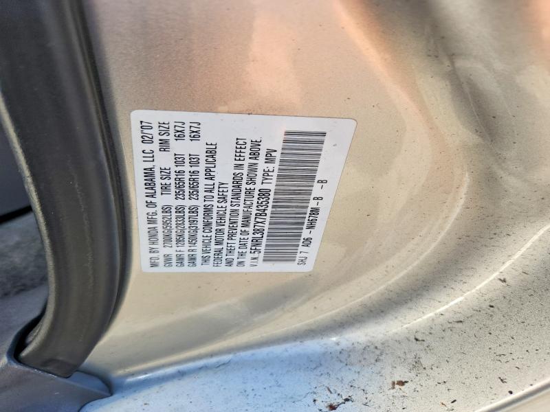 Aukcja sprzedaży 2007 Honda Odyssey, vin: 5FNRL387X7B435380, numer aukcji: 58703006