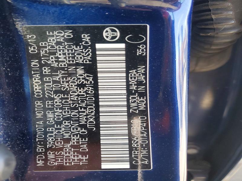 55646706 :رقم المزاد ، JTDKN3DU1D1691547 vin ، 2013 Toyota Prius مزاد بيع