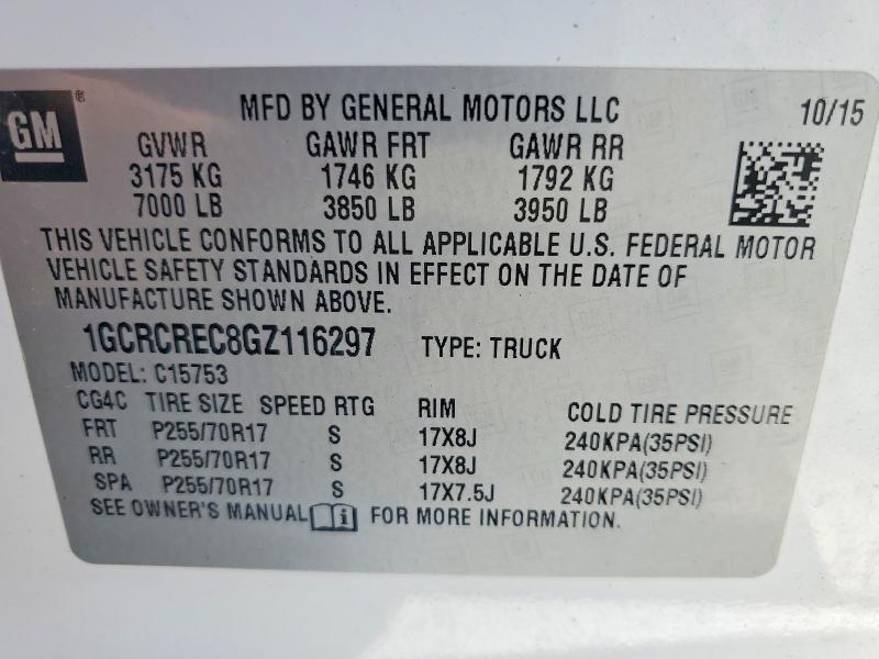 55603286 :رقم المزاد ، 1GCRCREC8GZ116297 vin ، 2016 Chevrolet Silverado مزاد بيع