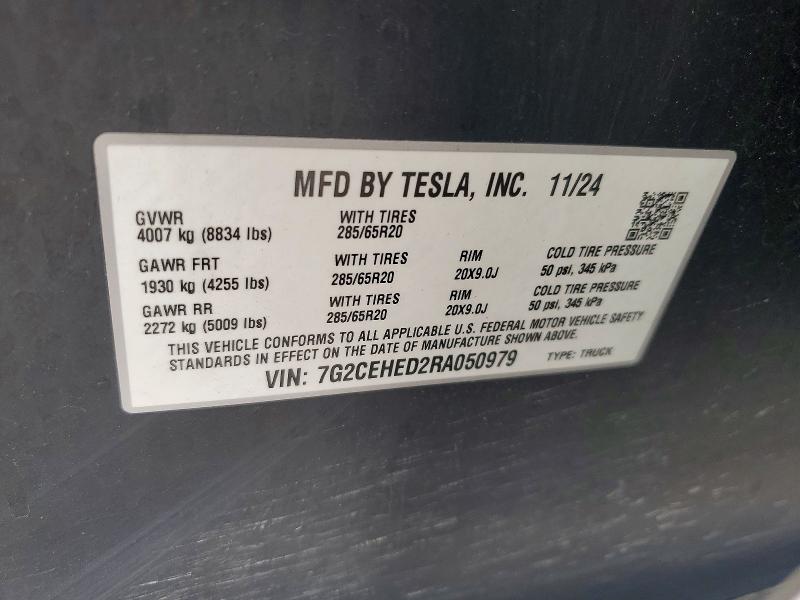 Aukcja sprzedaży 2024 Tesla Cybertruck, vin: 7G2CEHED2RA050979, numer aukcji: 56829806
