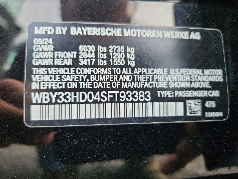 Продаж на аукціоні авто 2025 Bmw I4, vin: WBY33HD04SFT93383, номер лоту: 56825946