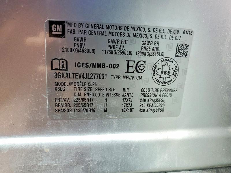 2018 Gmc Terrain მანქანა იყიდება აუქციონზე, vin: 3GKALTEV4JL277051, აუქციონის ნომერი: 58330076