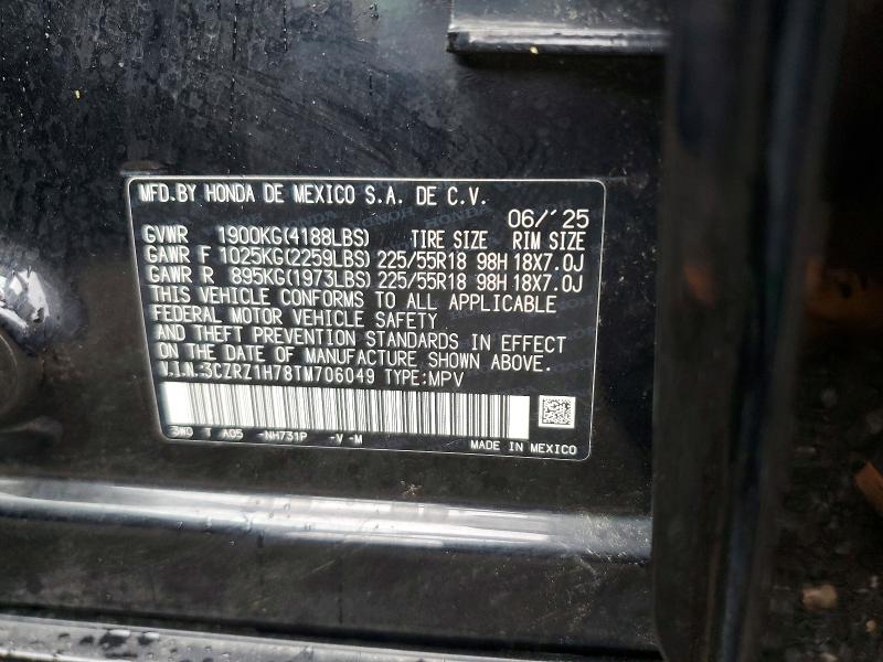 Продаж на аукціоні авто 2026 Honda Hr-v, vin: 3CZRZ1H78TM706049, номер лоту: 58451486