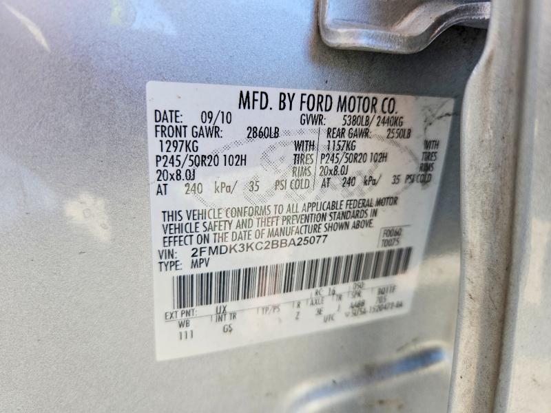 Продажа на аукционе авто 2011 Ford Edge, vin: 2FMDK3KC2BBA25077, номер лота: 55842106