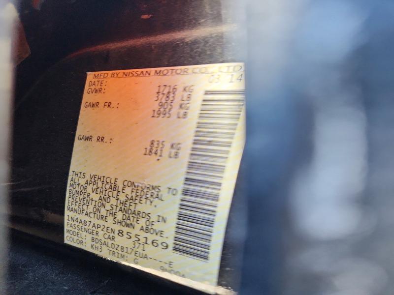 Aukcja sprzedaży 2014 Nissan Sentra, vin: 1N4AB7AP2EN855169, numer aukcji: 55642776
