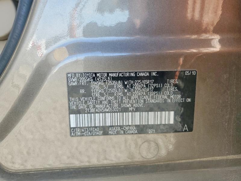 Aukcja sprzedaży 2010 Toyota Rav4, vin: 2T3BF4DV5AW053021, numer aukcji: 57633836