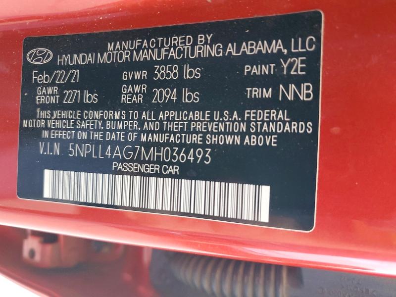 58232886 :رقم المزاد ، 5NPLL4AG7MH036493 vin ، 2021 Hyundai Elantra مزاد بيع