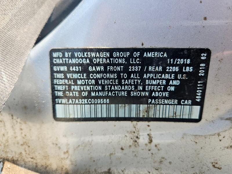Aukcja sprzedaży 2019 Volkswagen Passat, vin: 1VWLA7A32KC009566, numer aukcji: 56715116