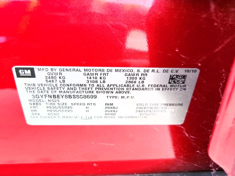 2011 Cadillac Srx მანქანა იყიდება აუქციონზე, vin: 3GYFNBEY8BS558609, აუქციონის ნომერი: 58986136