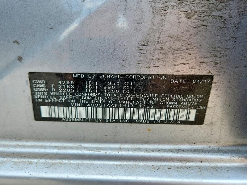 Продажа на аукционе авто 2017 Subaru Impreza, vin: 4S3GTAA61H1731783, номер лота: 56484516