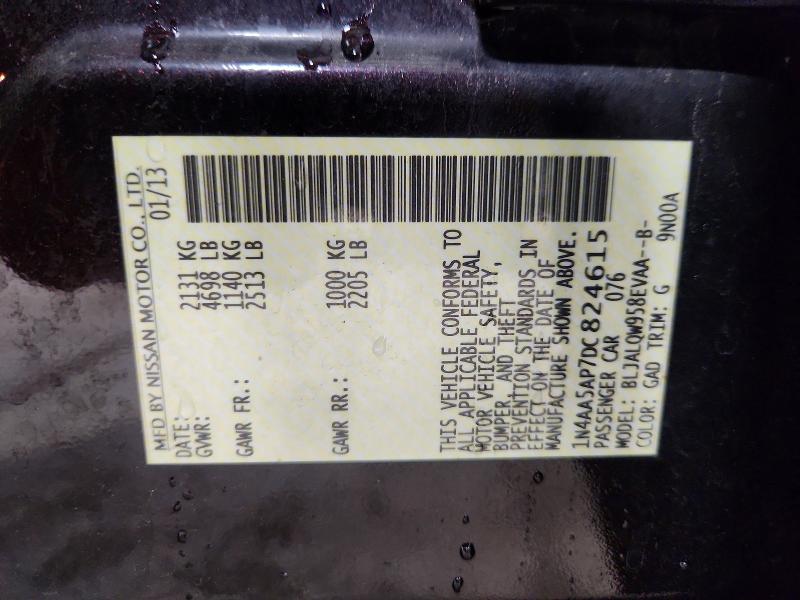 Продажа на аукционе авто 2013 Nissan Maxima, vin: 1N4AA5AP7DC824615, номер лота: 57724696