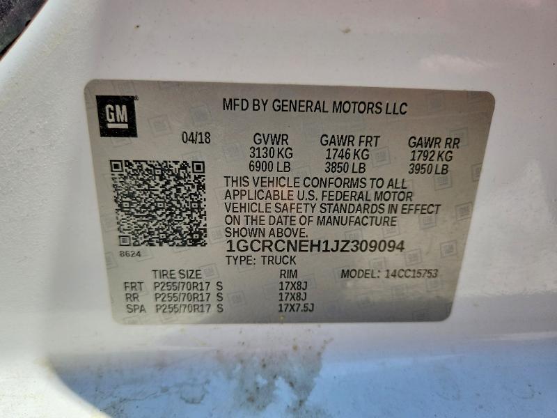 55849386 :رقم المزاد ، 1GCRCNEH1JZ309094 vin ، 2018 Chevrolet Silverado مزاد بيع
