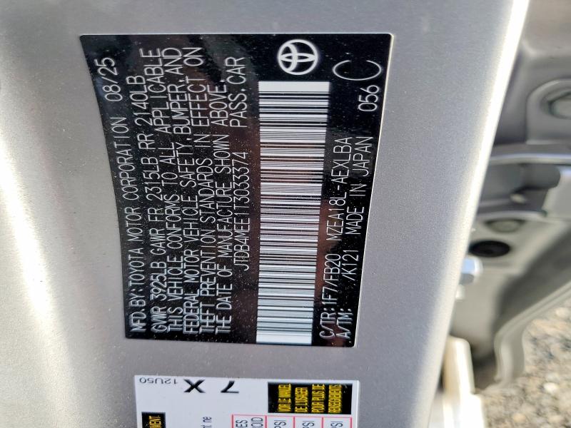 Aukcja sprzedaży 2026 Toyota Corolla, vin: JTDB4MEE1T3033374, numer aukcji: 56118516